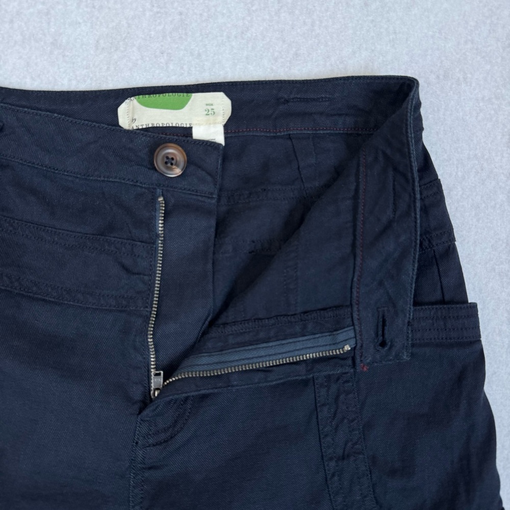 Anthropologie Womens Wide Leg Linen Blend Pants Size 25 Blue Boho Retro Preppy - Picture 5 of 15